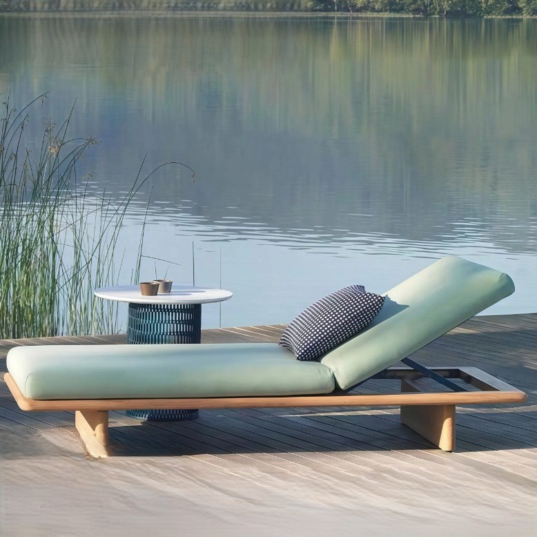 Outdoor Furniture Teak Wood - Современная уличная кровать-шезлонг из тика для