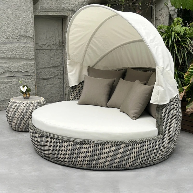 Outdoor Daybed Sofa - Круглая плетеная кушетка-шезлонг с защитой от