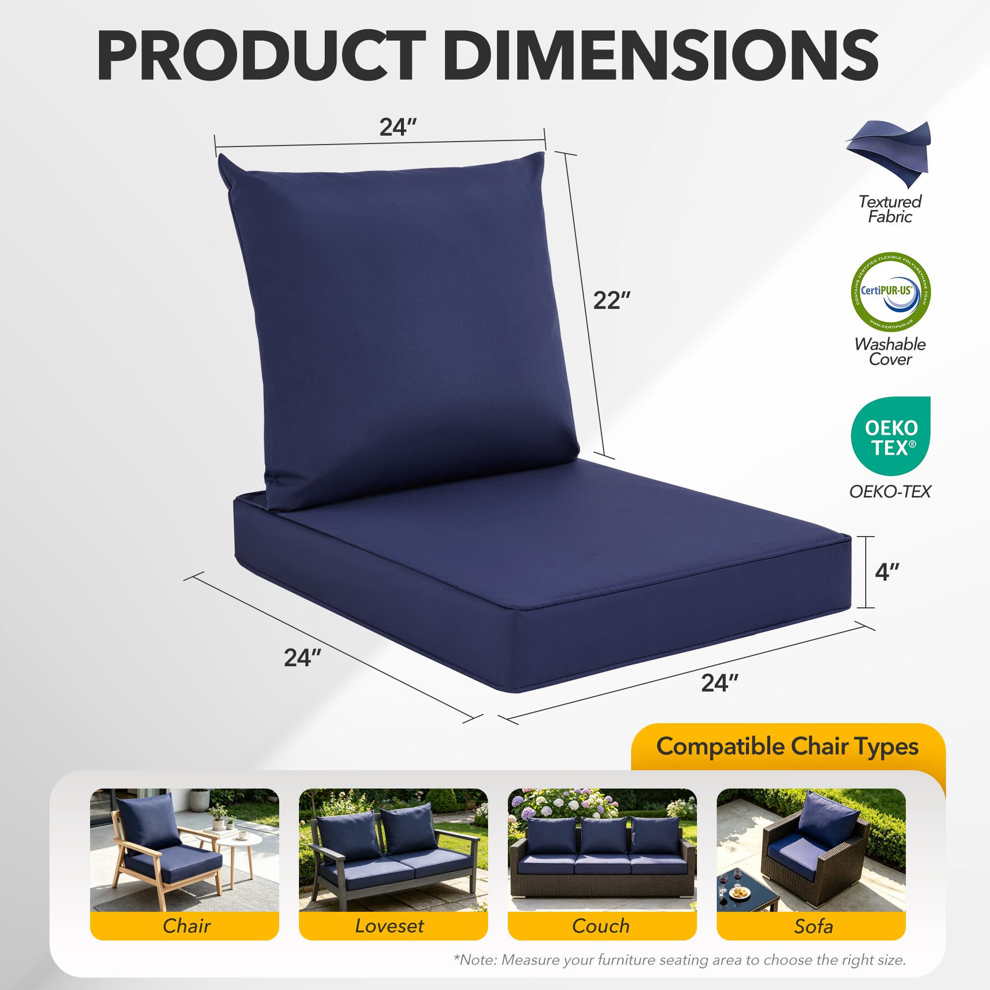 Набор из 4 подушек для уличных – обзор и цена Outdoor Furniture Cushions 24 X 24