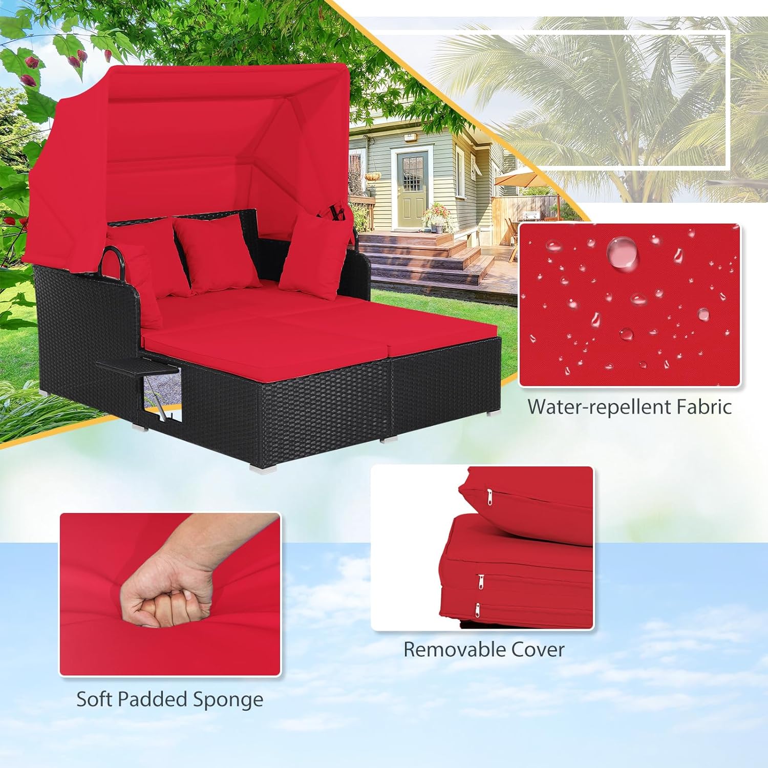 Двухместная ротанговая кушетка – обзор и цена Outdoor Daybed Sofa