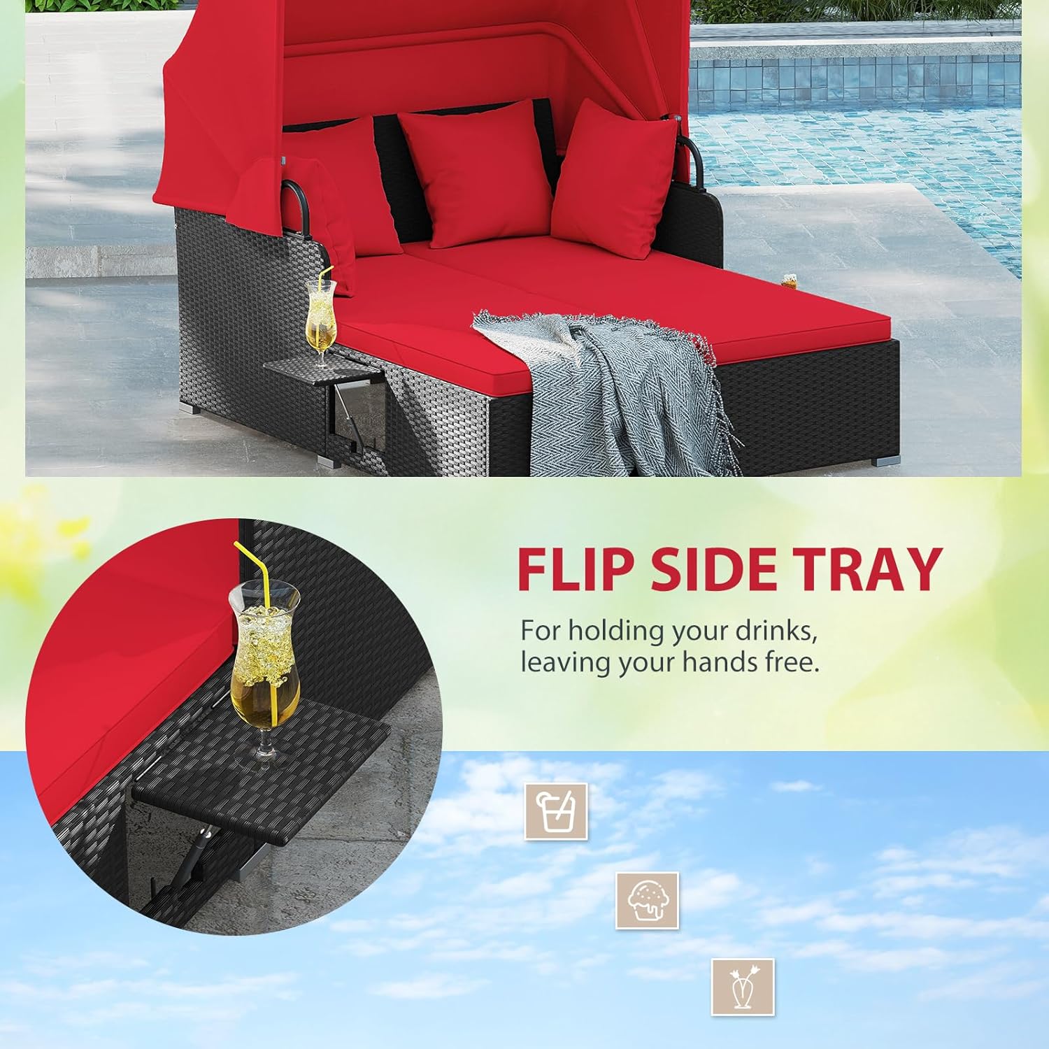 Двухместная ротанговая кушетка – обзор и цена Outdoor Daybed Sofa