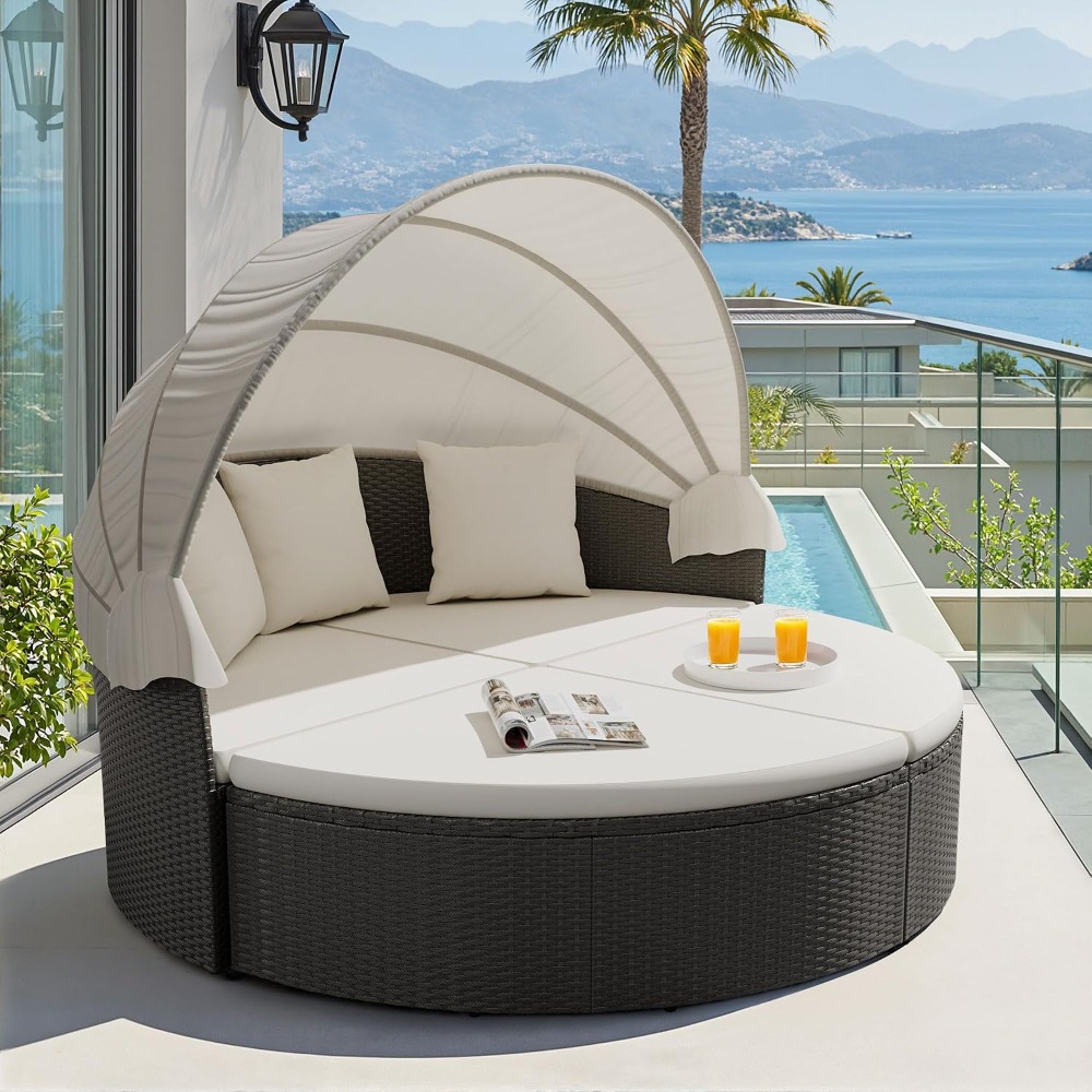 Плетеная круглая кушетка из ро – обзор и цена Outdoor Daybed Sofa