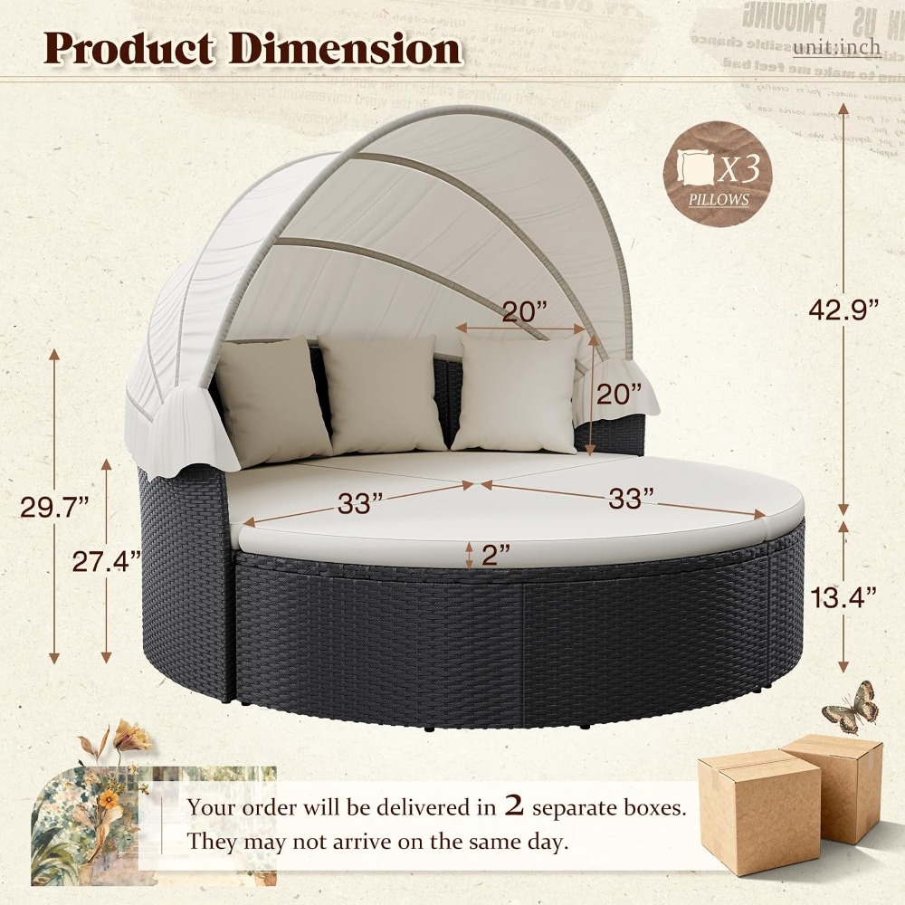 Плетеная круглая кушетка из ро – обзор и цена Outdoor Daybed Sofa